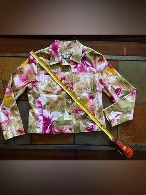 Caribbean Joe bright floral button,Shacket blazer Office spring PM whimsical